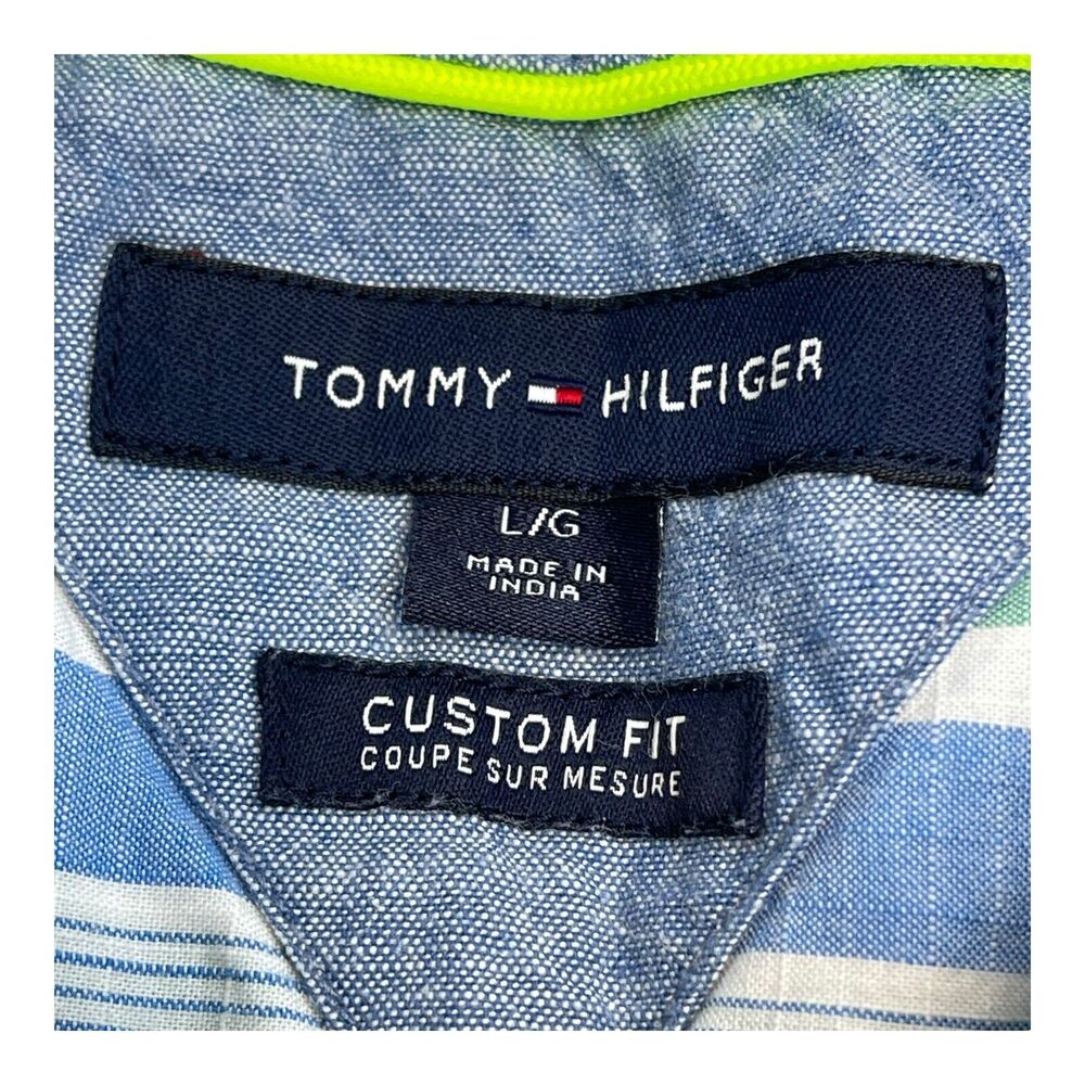 Tommy Hilfiger Shirt Men's Large Multicolor Striped Cotton Custom Fit Button-Up - Picture 3 of 8